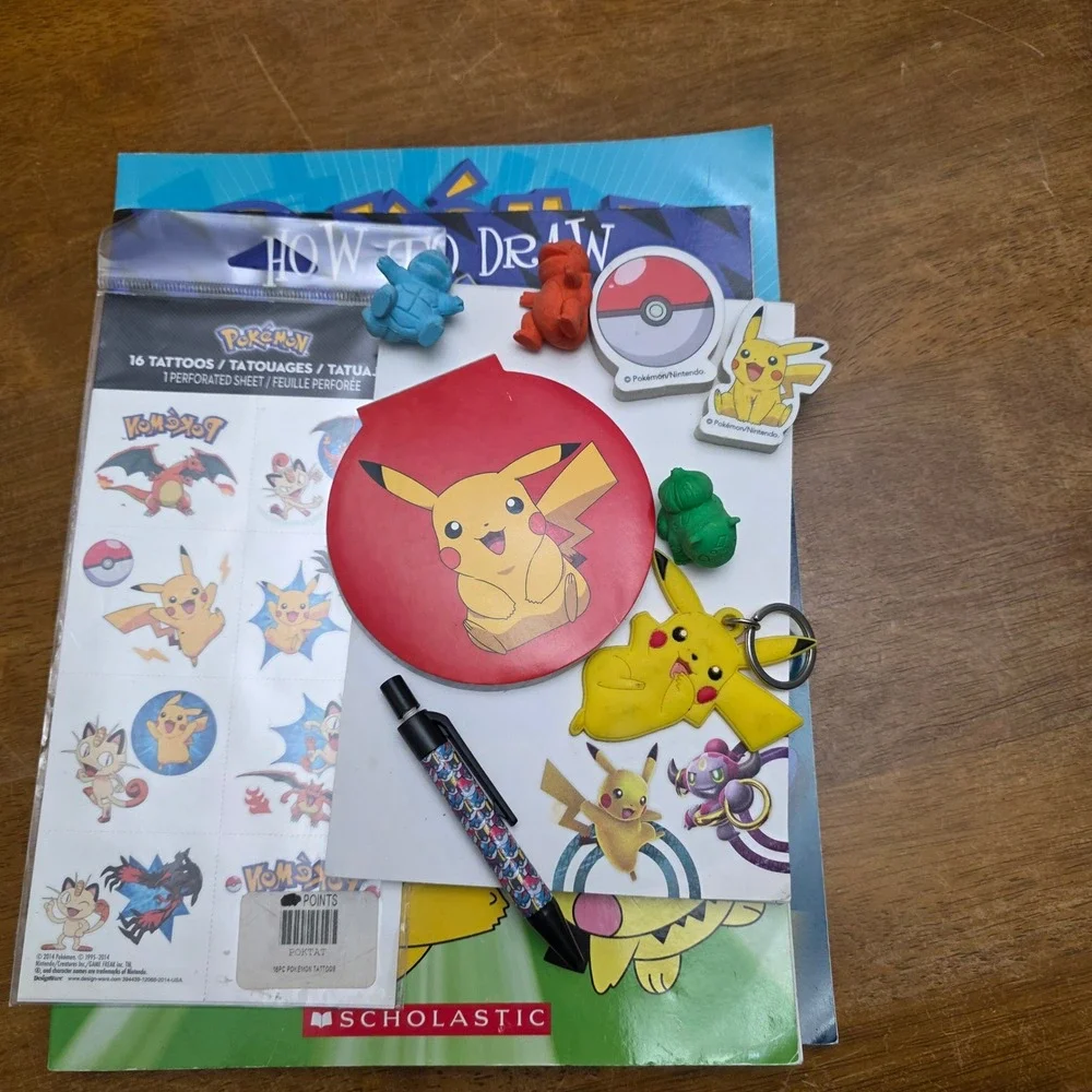 Pokemon Drawing Sticker Tattoo Erasers Notepads‎ Keychain Accessories Lot